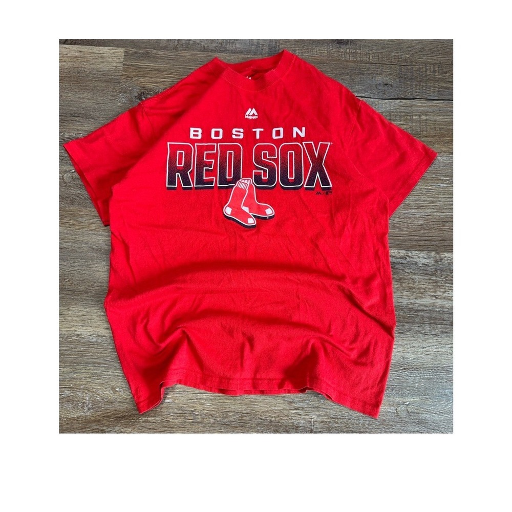 Majestic Boston Red Sox MLB Graphic T Shirt Mens Medium Red Short Sleeve Tee